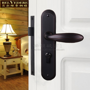 贝尔维帝纯铜门锁美式仿古门锁黑色室内房门把手欧式卧室纯铜门锁