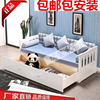 实木沙发床可折叠床两用双人实木推拉床1.2/1.5/米多功能小户型床