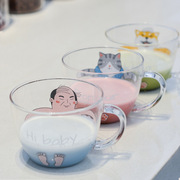tuuli温泉系列耐热耐高温创意水杯zakka日式早餐，牛奶玻璃杯0.22