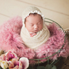 新生儿满月儿童柔软马海毛蕾丝花边摄影道具帽子拍照公主护耳帽