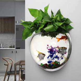 创意鱼缸客厅小型挂壁挂墙壁挂悬挂水族箱餐厅透明墙面花盆花瓶