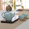 高档陶瓷功夫茶具套装家用客厅简约汝窑茶具，一壶两杯泡茶壶茶杯汝