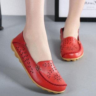韩版时尚女鞋特大码40-44镂空单鞋，平跟软底豆豆鞋4143女士工作鞋