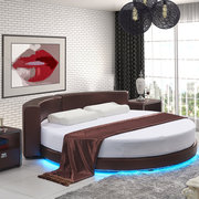 圆床双人床真皮床欧式床婚床，2米2.2米大床榻榻米床公主床酒店软床
