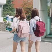 韩版full时尚简约纯色旅行背包大容量休闲防水双肩包女大学生书包