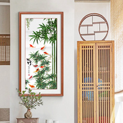 竹报平安装饰画竹子，画挂画玄关画竖版走廊，尽头壁画招财新中式