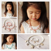 韩国女童儿童宝宝小女孩配饰首饰海的女儿唯美公主珍珠项链套装