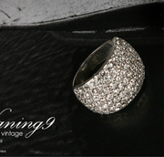 日韩版时尚个性百搭饰品银色满钻潮人简约宽明星同款食指戒指环女