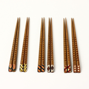 日式手工木质筷子家用创意斜头龟甲高档铁木实木筷子不发霉尖头筷