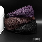 pipoq韩版黑色镂空蕾丝宽发箍韩国紫色蕾丝宽头箍发卡压发饰品女