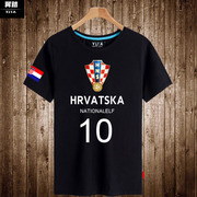 世界杯克罗地亚队服短袖，t恤男女莫德里奇足球，衣服拉基蒂奇球迷服