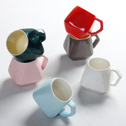 杯子陶瓷水杯带盖带勺创意菱形，杯多边形马克杯，办公杯咖啡杯早餐杯