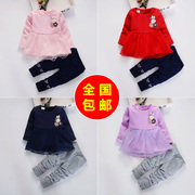 女童春装连衣裙套装1-2-3岁4女宝宝秋裙子韩版童装婴儿公主裙