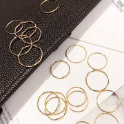 illimite韩代设计师女925银，镀金细款混搭纹理，欧美风关节戒指指环