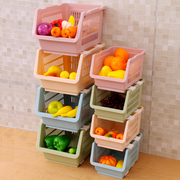 可叠加塑料收纳筐，厨房水果蔬菜置物架夹缝整理储物筐