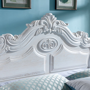 纯实木欧式法式床榆木雕花双人18米卧室大床白色开放漆公主婚床