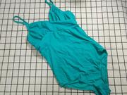 夏季女士三角连体泳衣带钢托无胸垫超薄大码绿色75D8085BCD90CD