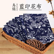 蓝印花布纯棉布料中国风面料蓝色舞台背景装饰布幼儿园农家乐桌布
