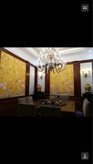 真丝手绘绢花鸟背景墙帝王，黄手绘(黄手绘)丝绸，墙布玄关客厅卧室背景