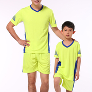 光板足球服男成人儿童训练短套装，运动衫裤另印号定制170062荧光绿