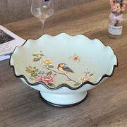欧式田园陶瓷水果盘 美式简约圆果盘 客厅茶几创意装饰工艺品摆件