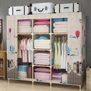 衣柜布衣柜(布衣柜，)实木加粗加固简易衣柜，组装双人大号涤棉布艺衣橱经济型