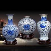 景德镇陶瓷器家居装饰 仿古青花瓷花瓶中式酒柜客厅工艺品摆件