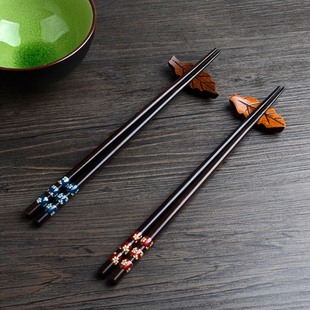 樱花图案筷子时尚，创意立体木筷便携环保餐具，家用尖头情侣筷子