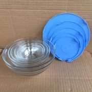 玻璃烹调碗五件套装耐热玻璃保鲜碗带盖饭盒沙拉碗微波圆形玻璃碗