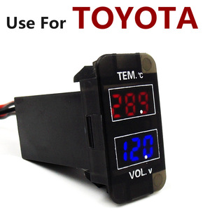 适用于丰田车用电压表温度，计车内外温度显示车载电压显示12v