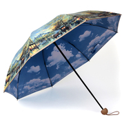 安娜淑创意双层油画伞超强防晒遮阳伞三折太阳伞女防紫外线晴雨伞
