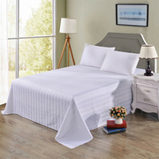 宾馆酒店床单纯白色单人床罩全纯棉，贡缎条旅馆医院双人被单单件