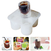 四孔冰杯创意DIY硅胶冰格模具冰箱冻大冰块酒吧兑酒制冰器