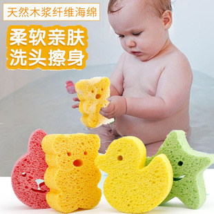 外贸可爱兔子婴儿沐浴棉小熊鸭儿童洗澡海绵浴擦宝宝戏水玩偶玩具