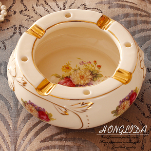 欧式烟灰缸创意北欧美式个性摆设复古客厅办公室陶瓷茶几装饰摆件
