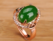 天然和田碧玉戒指，女款925纯银绿宝石开口潮人玉指环生日礼物