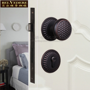 贝尔维帝纯铜门锁美式球形锁欧式仿古室内分体锁中式卧室全铜门锁