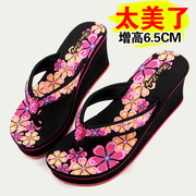 越南鞋平仙女拖鞋人字拖，夏季高跟坡跟橡胶底，防滑厚底休闲凉拖鞋