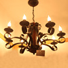欧式复古铁艺地中海实木蜡烛吊灯客厅灯卧室灯餐厅灯酒吧灯工程灯