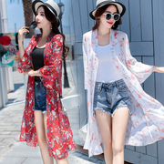 大码防晒衣女中长款超薄宽松时尚，夏韩版长袖防紫外线雪纺外搭开衫