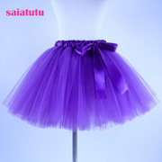紫色tutu儿童蓬蓬裙女公主裙演出服跳舞蹈半身草短裙网纱舞台装