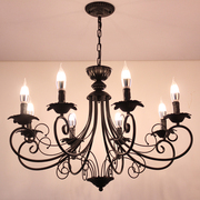 欧式客厅吊灯现代家用灯具，个性创意服装店民宿，铁艺复古蜡烛吊灯