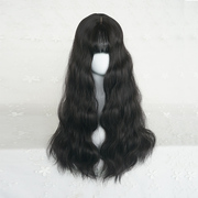 假发女长卷发软妹lolita圆脸自然，黑色蛋卷头，时尚韩式发型全头套式