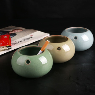 龙泉青瓷大号烟灰缸陶瓷烟缸，时尚个性创意，欧式复古防风烟灰缸