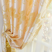 欧式风格客厅高档简约现代金色半遮光窗帘布，定制卧室阳台成品