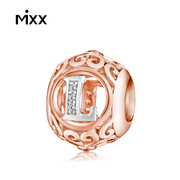 mixx925银玫瑰金镂空双色字母系列A-Z时尚水晶串珠手链浪漫礼物