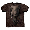 美国 THEMOUNTAIN 3D立体深棕色非洲大象夏款短袖大码纯棉打底T恤