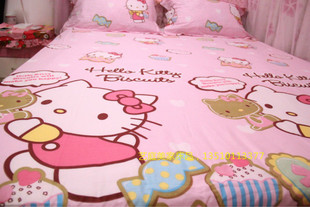 全棉卡通KT床上用品四件套  kitty凯蒂猫粉色糖果蛋糕女孩 可订做