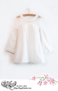 日系清新白色简约气质，可爱性感仙女透视网纱毛绒绒，甜美娃娃衫上衣