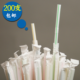 200支孕产妇一次性单支纸独立装可弯曲塑料饮料双童吸管